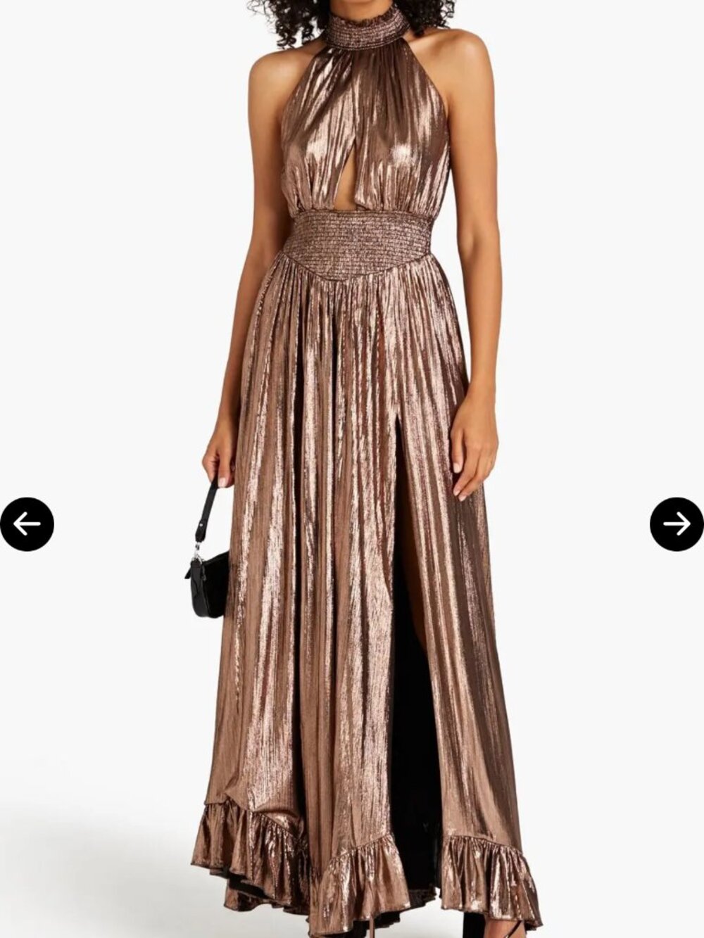 Retrofete Carly Cutout Shirred Metallic Maxi Jersey Dress